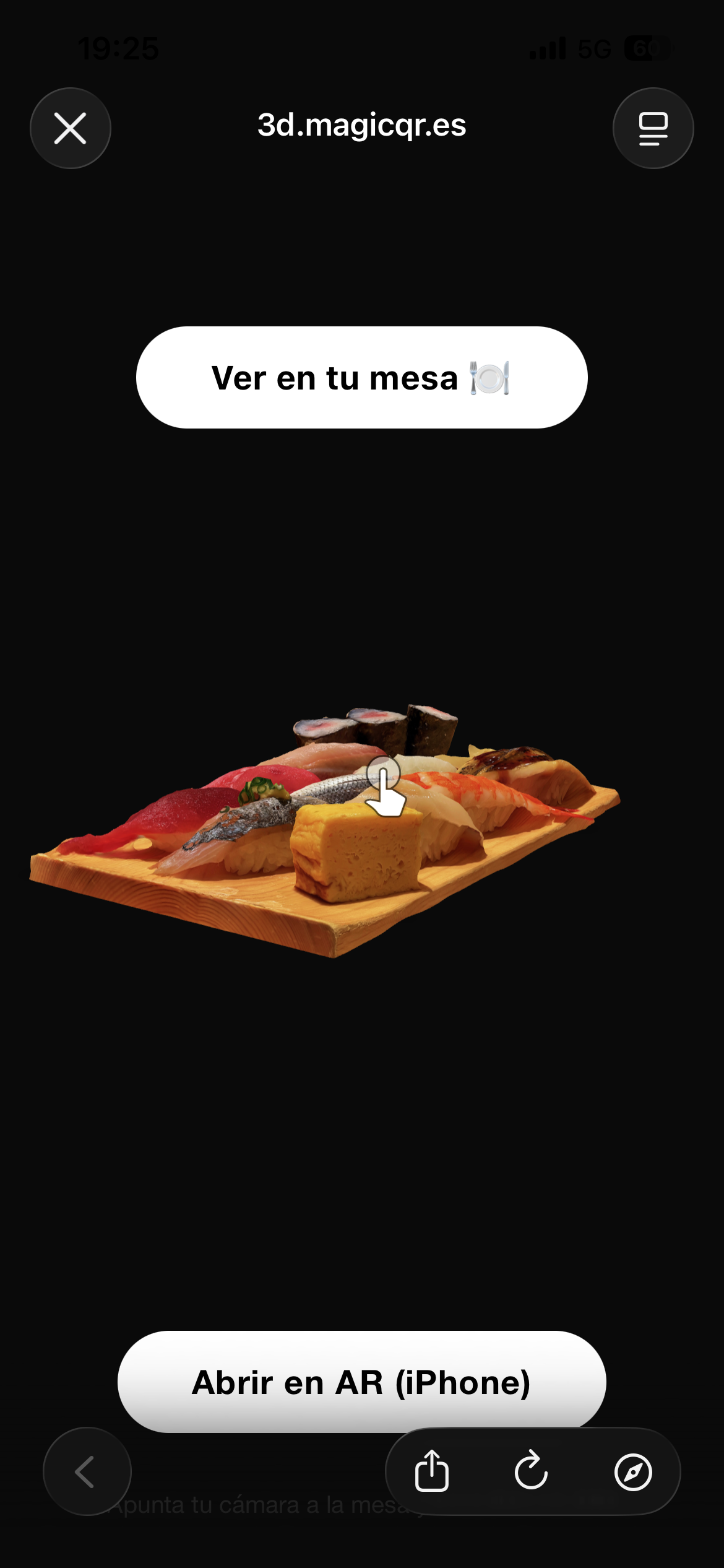 Vista web de sushi en 3D